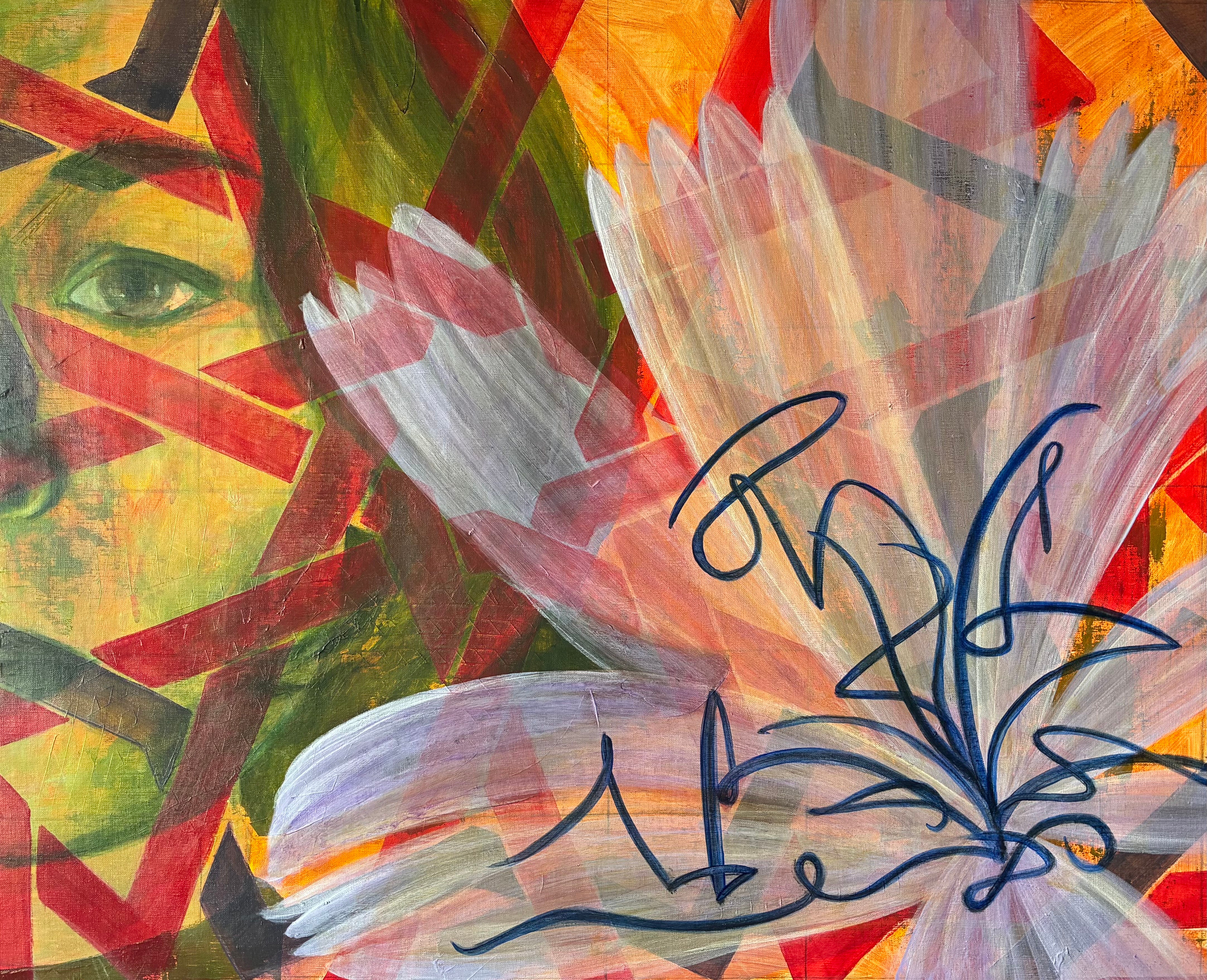 serie 4: 2 Wild Chicory “Wild Chicory above all” 81x65cm Acrylic and pencil with brush and pallet knife on linnen canvas