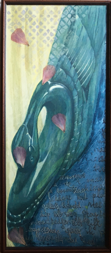 Commission Tryptich "Petronella Right Swan" 70x30cm on plywood