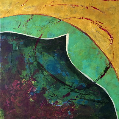 serie 2: 4. Tulip “Tulip breathing” 50x50cm Acrylic with brush, pallet knife and template on cotton canvas